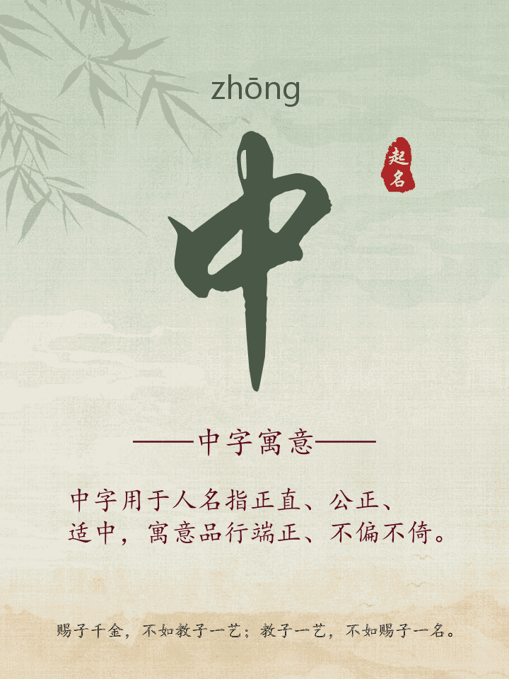 中字取名寓意详解