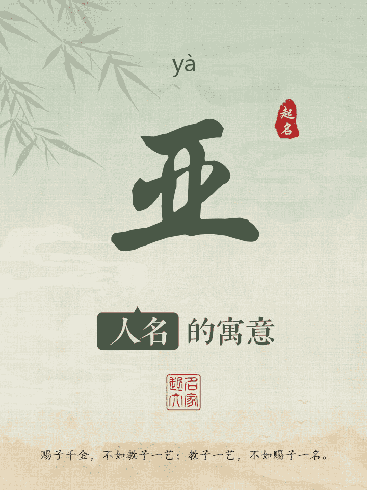 亚字取名寓意