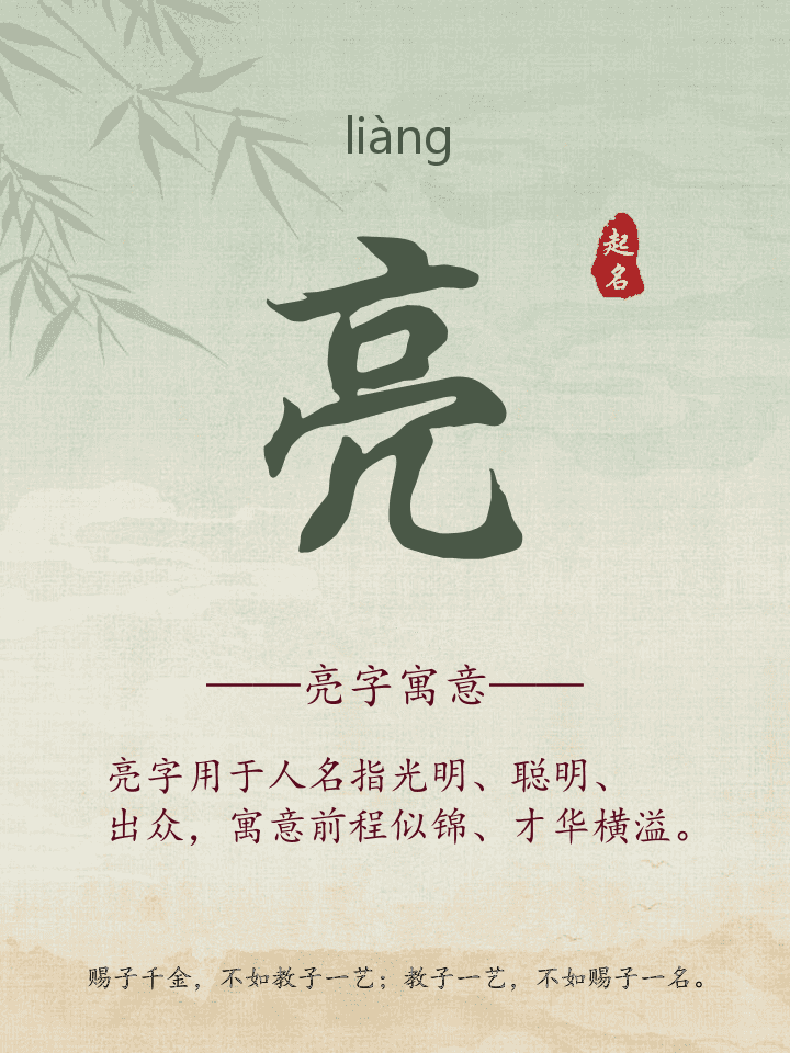 亮字取名寓意详解