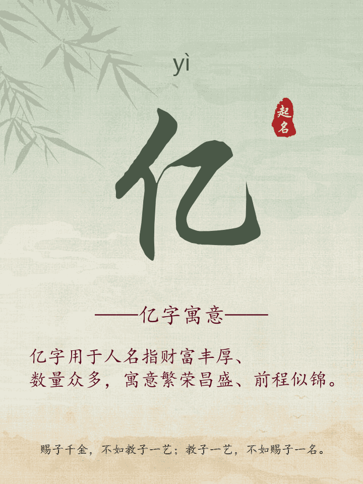 亿字取名寓意详解