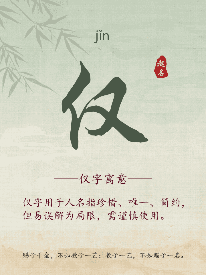 仅字取名寓意详解