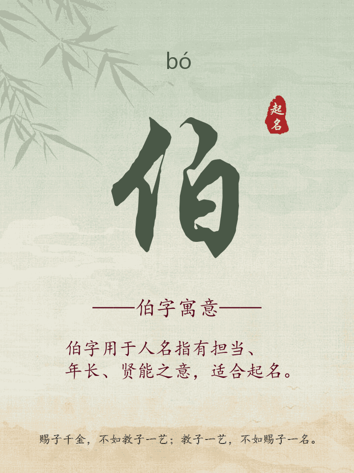 伯字取名寓意详解