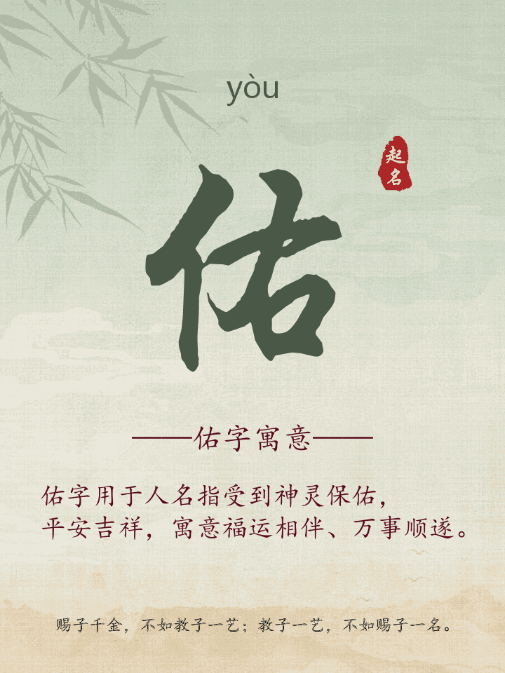 佑字取名寓意详解