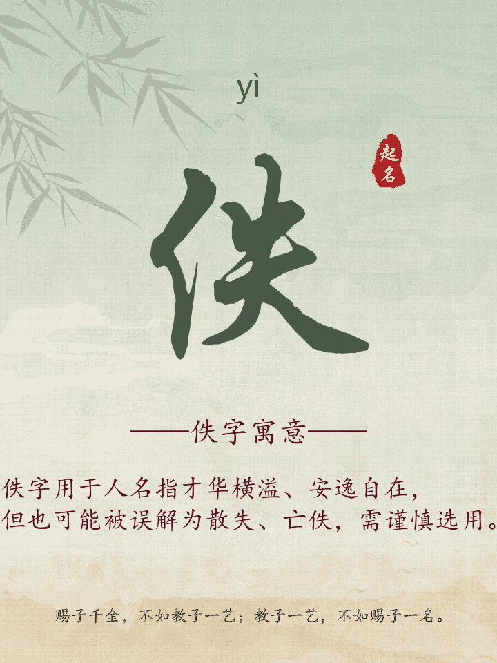佚字取名寓意详解