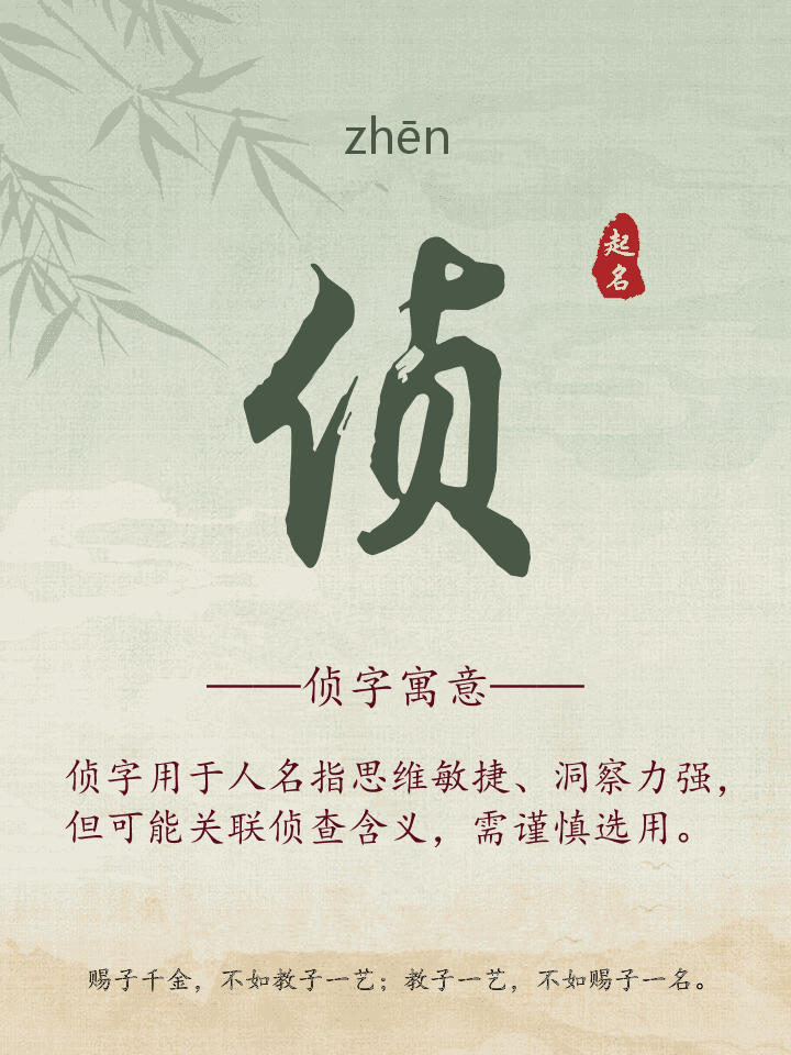 侦字取名寓意详解