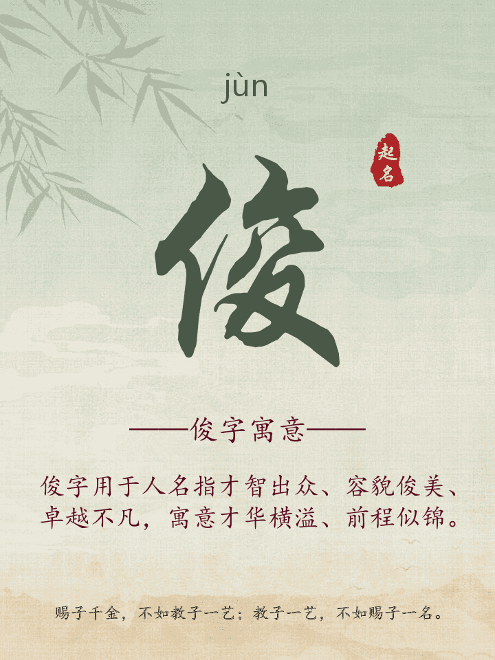 俊字取名寓意详解