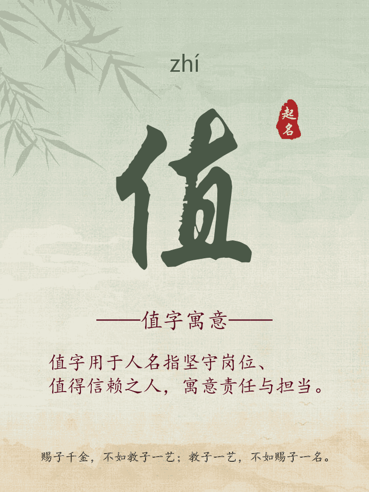 值字取名寓意详解