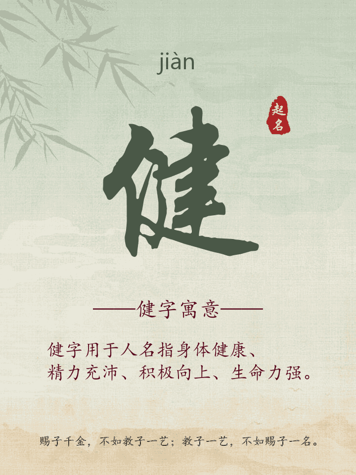 健字取名寓意详解
