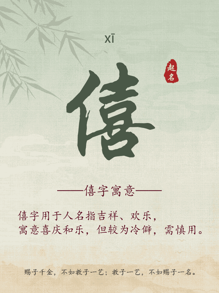 僖字取名寓意详解