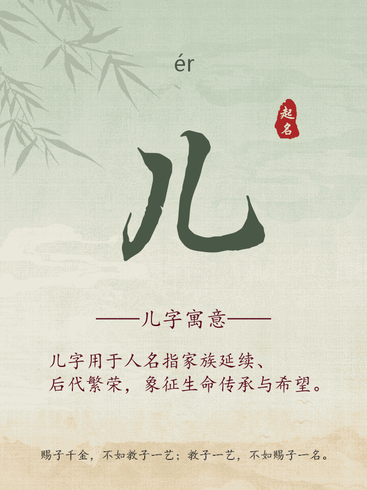 儿字取名寓意详解