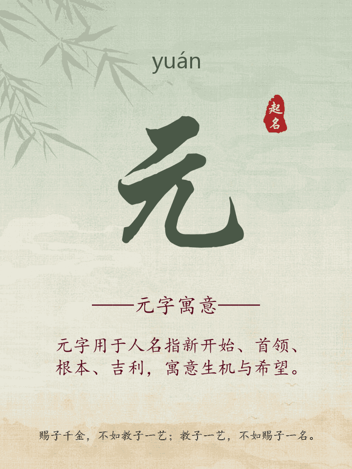 元字取名寓意详解