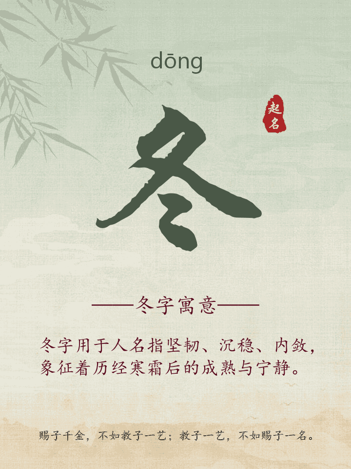 冬字取名寓意详解