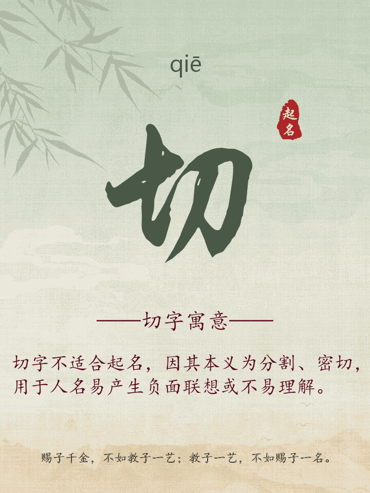 切字取名寓意详解