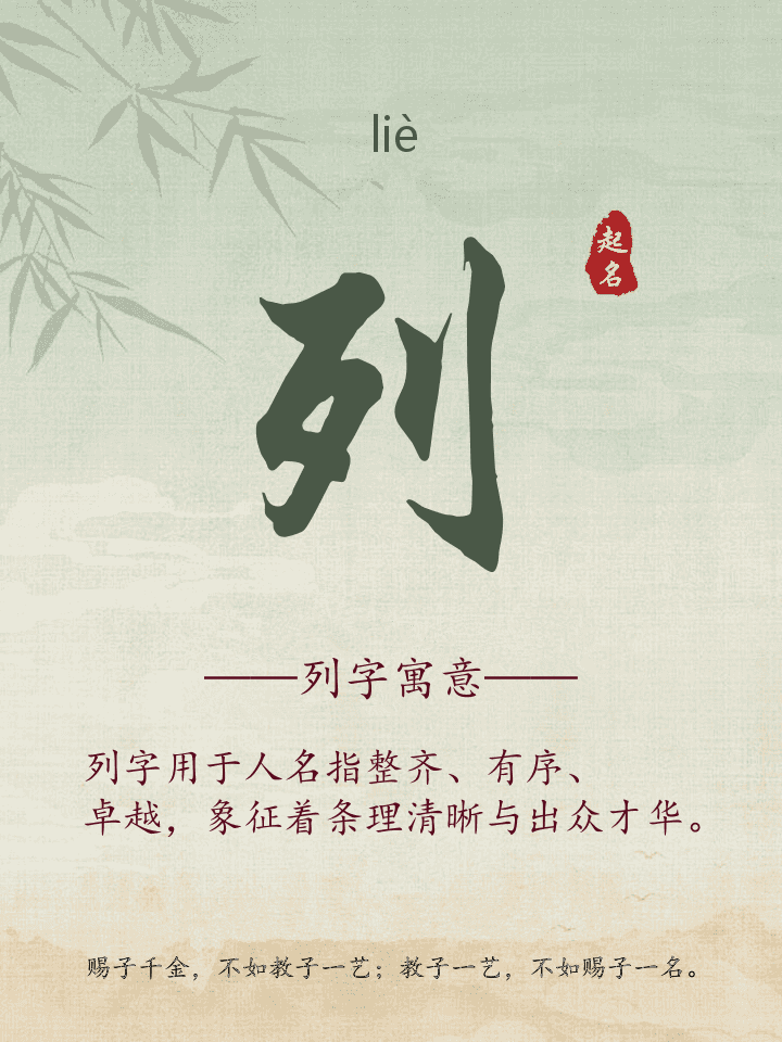 列字取名寓意详解