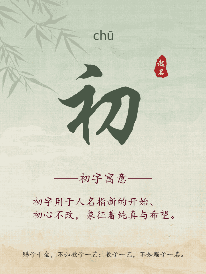 初字取名寓意详解