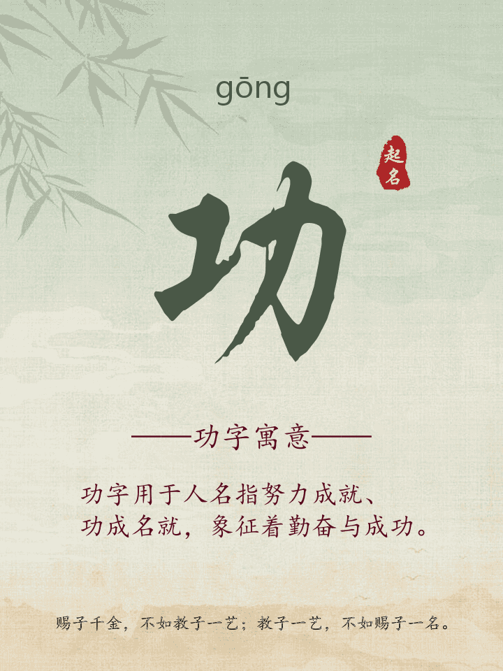 功字取名寓意详解