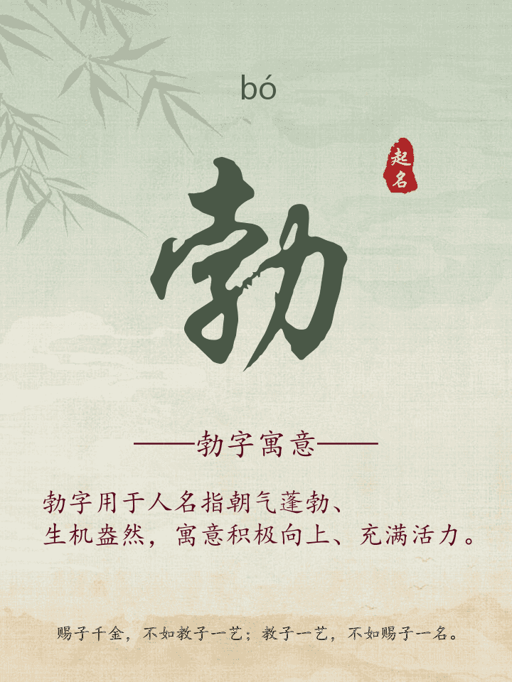 勃字取名寓意详解