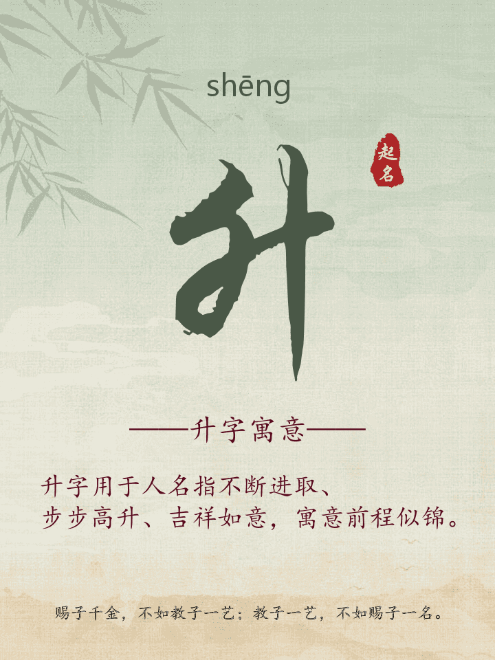 升字取名寓意详解