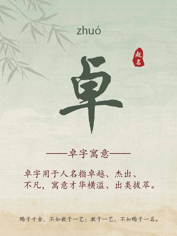 卓字取名寓意详解