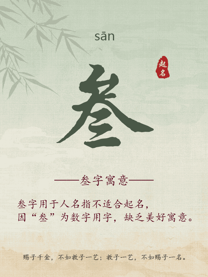 叁字取名寓意详解