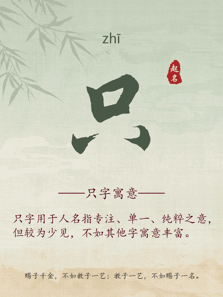 只字取名寓意详解