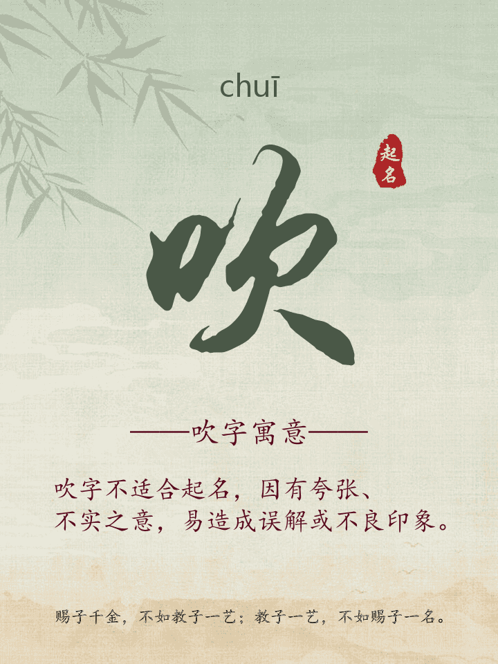 吹字取名寓意详解
