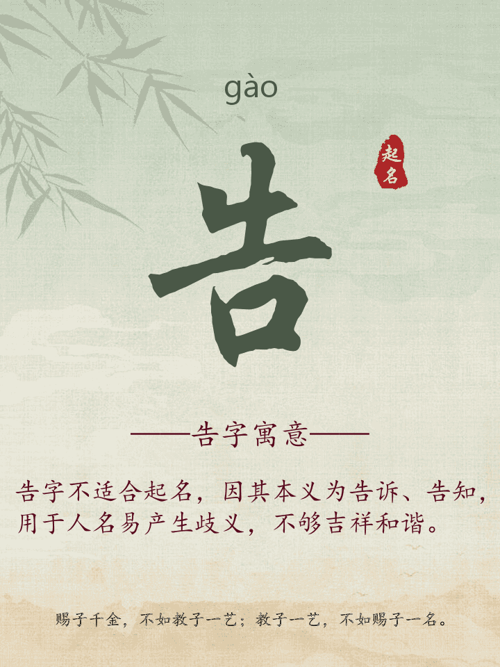 告字取名寓意详解