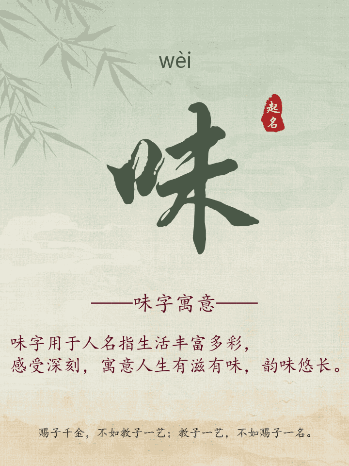 味字取名寓意详解