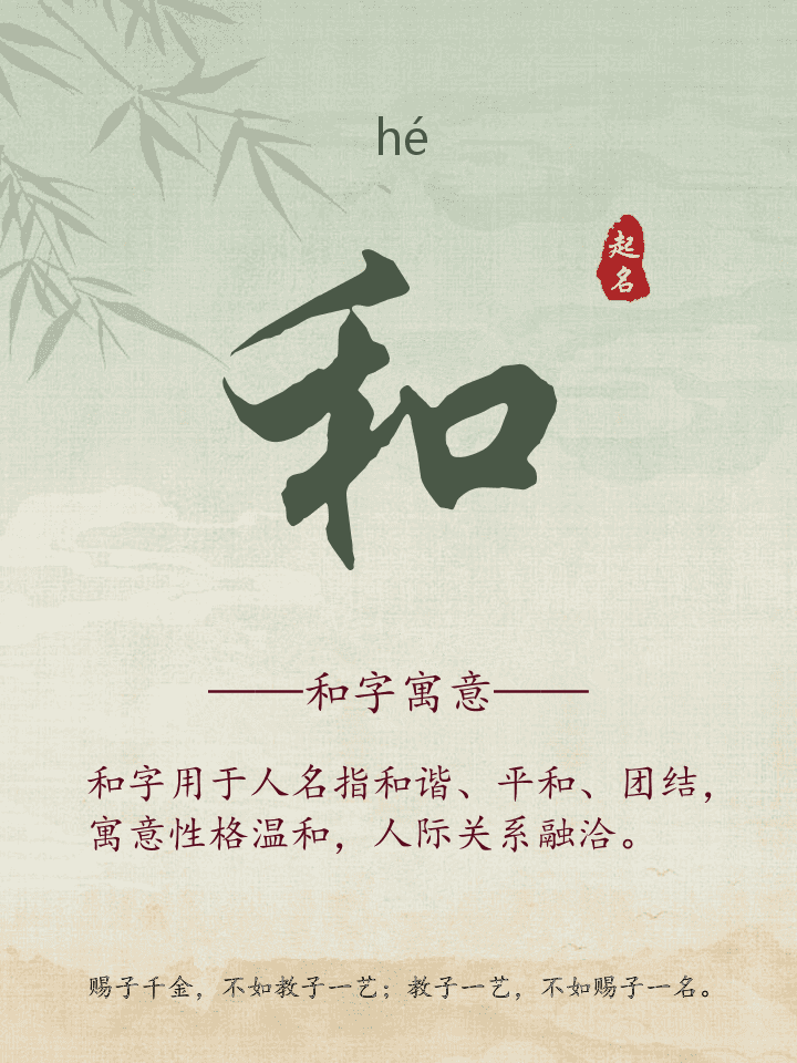 和字取名寓意详解