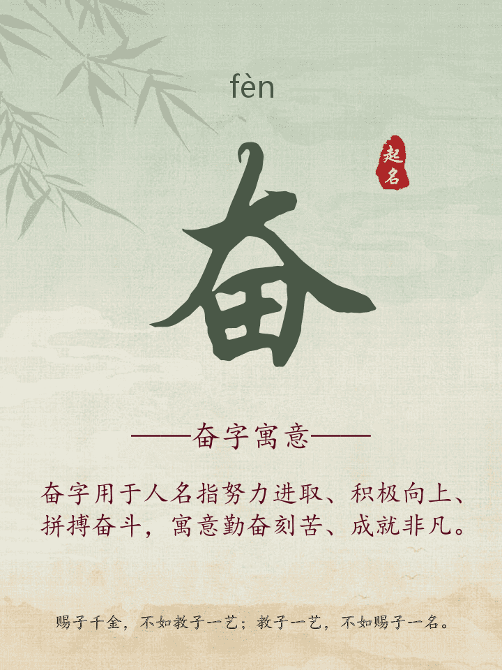 奋字取名寓意详解