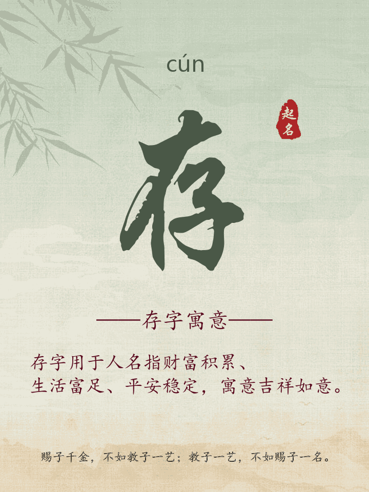 存字取名寓意详解