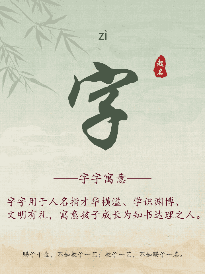 字字取名寓意详解