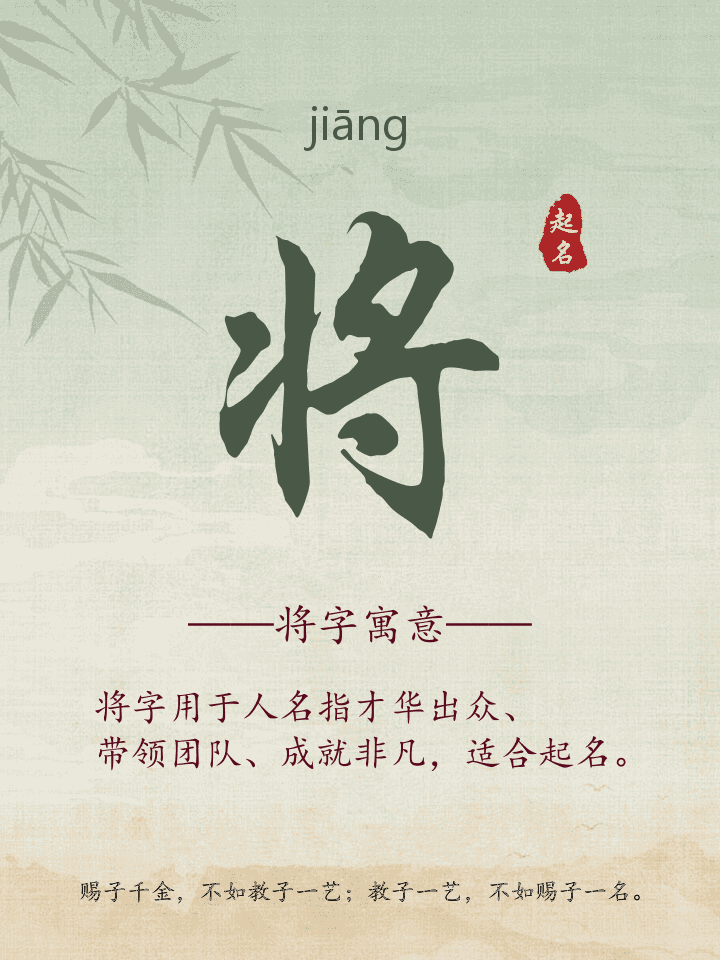 将字取名寓意详解