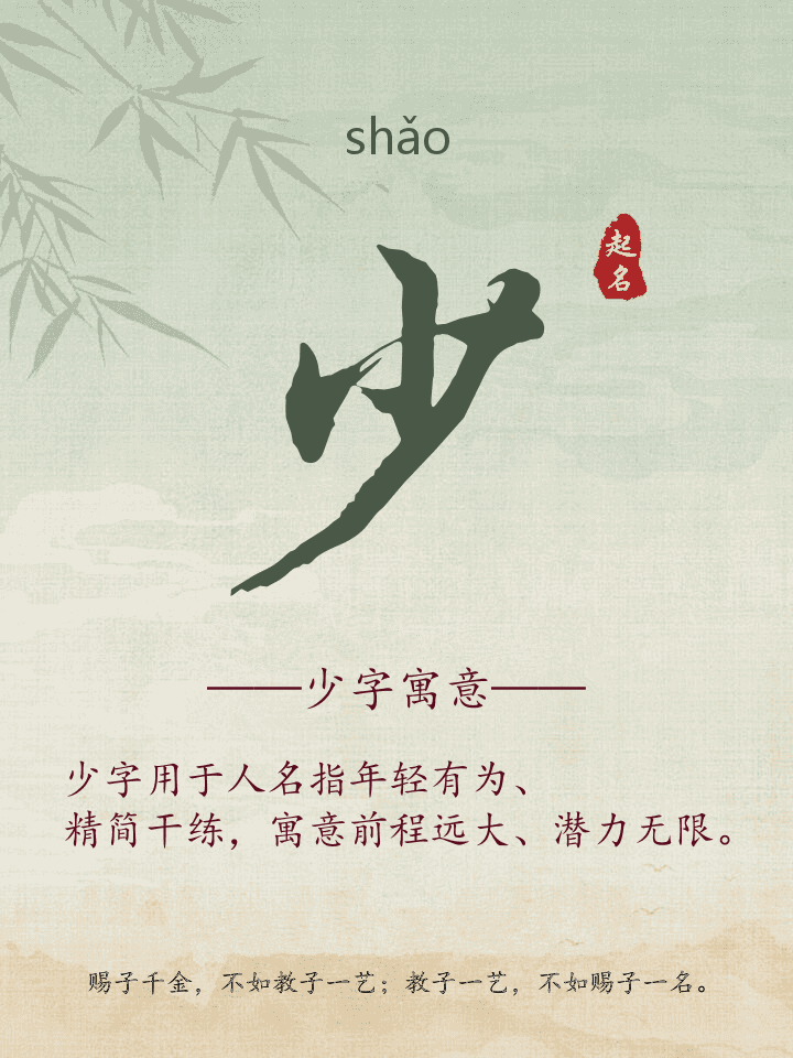 少字取名寓意详解