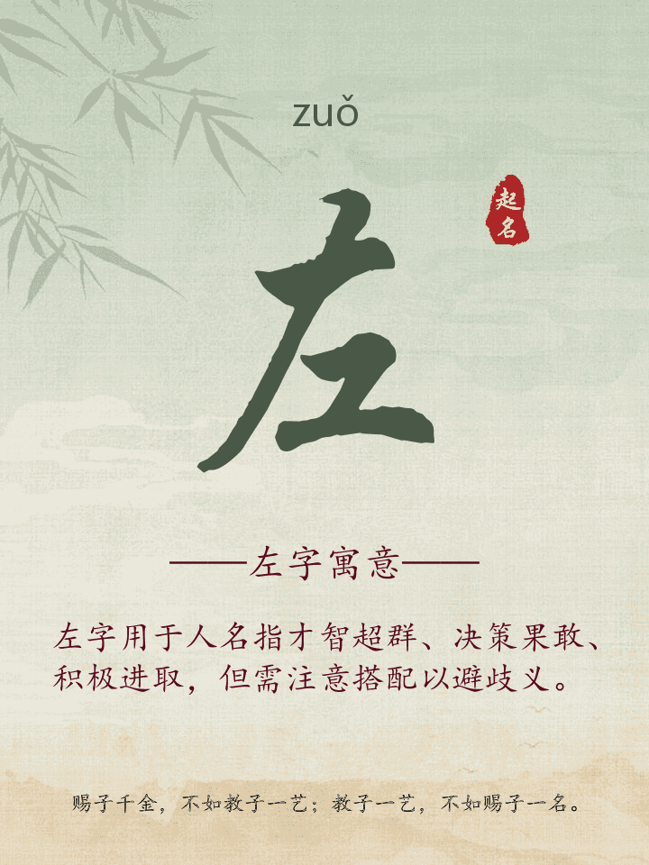 左字取名寓意详解