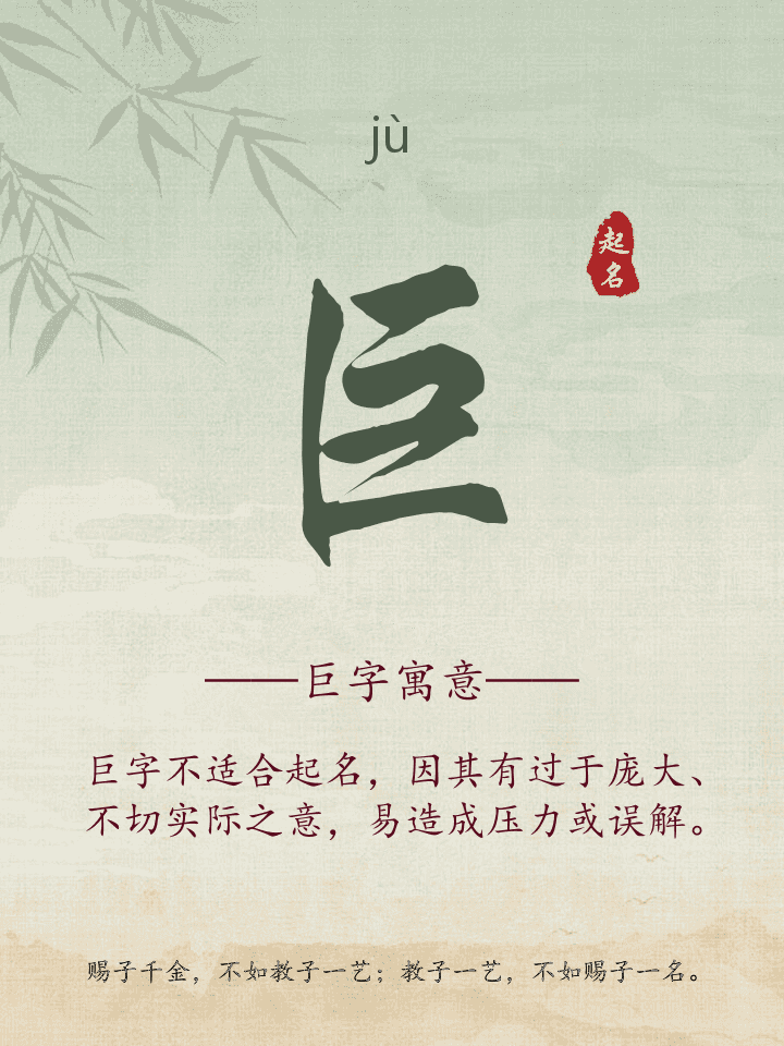 巨字取名寓意详解