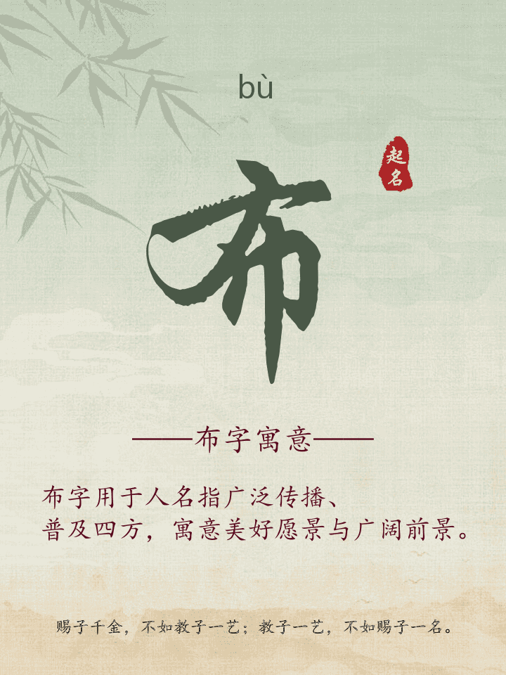 布字取名寓意详解