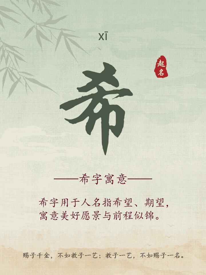 希字取名寓意详解