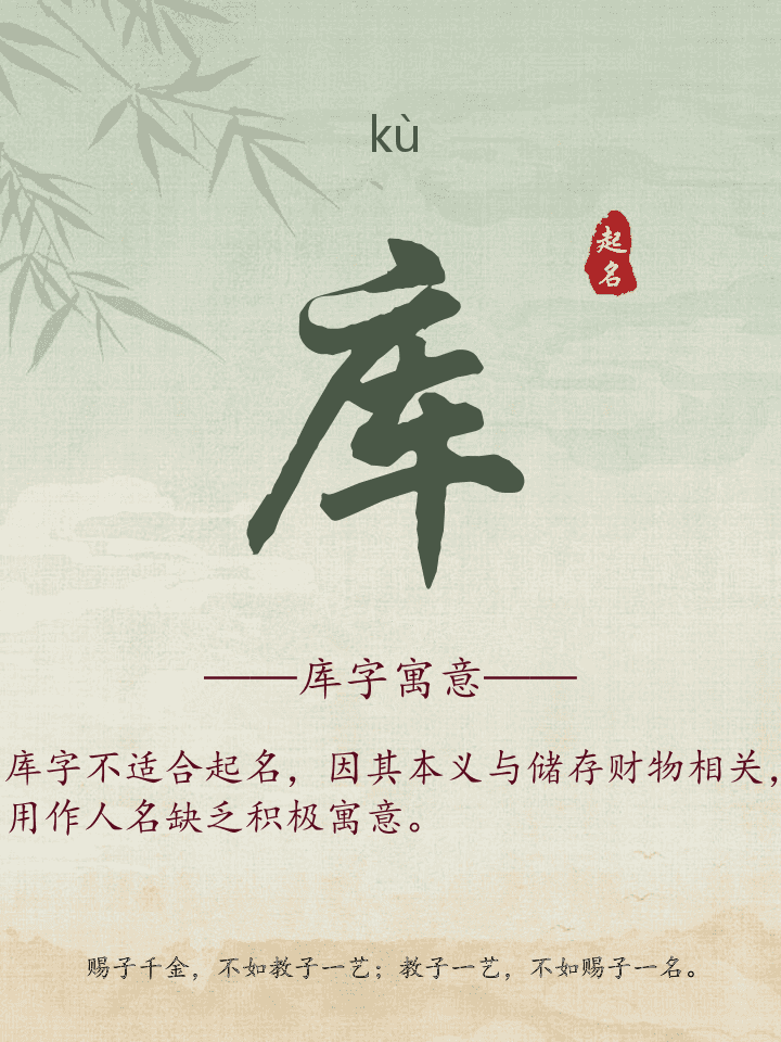 库字取名寓意详解