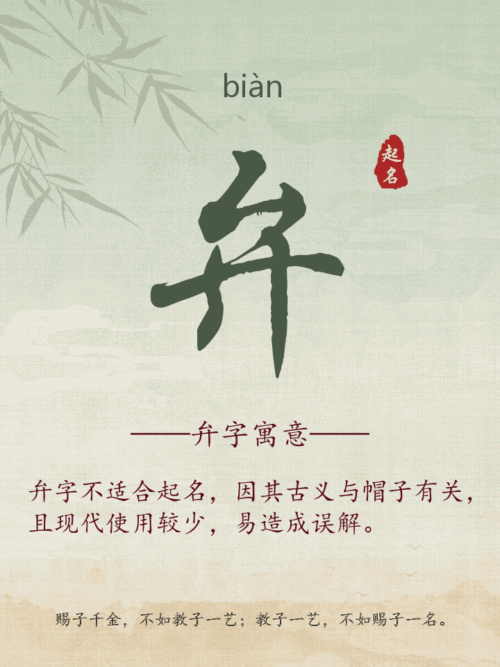 弁字取名寓意详解