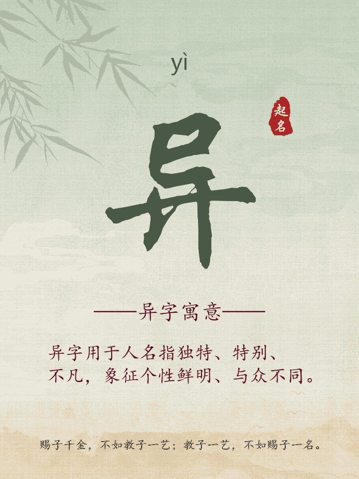 异字取名寓意详解