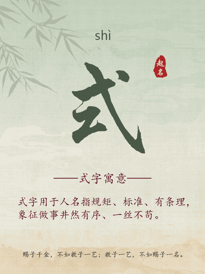式字取名寓意详解