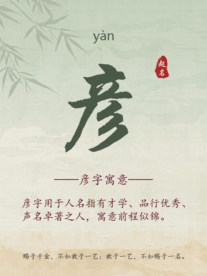 彦字取名寓意