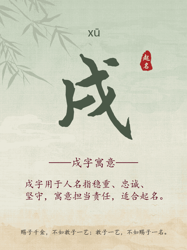 戌字取名寓意详解