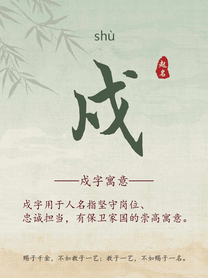 戍字取名寓意详解