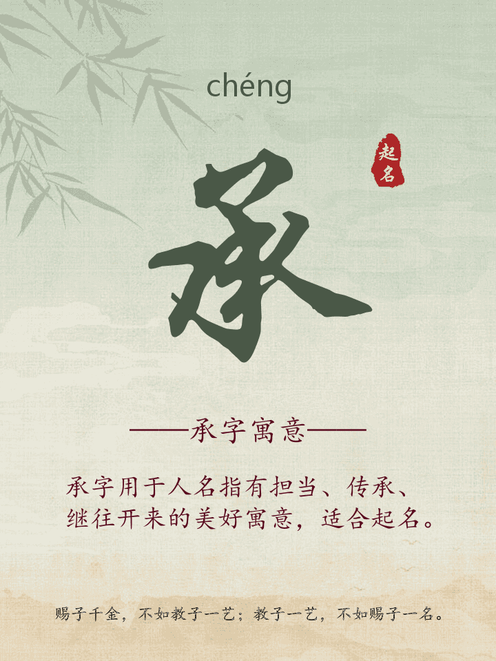 承字取名寓意详解