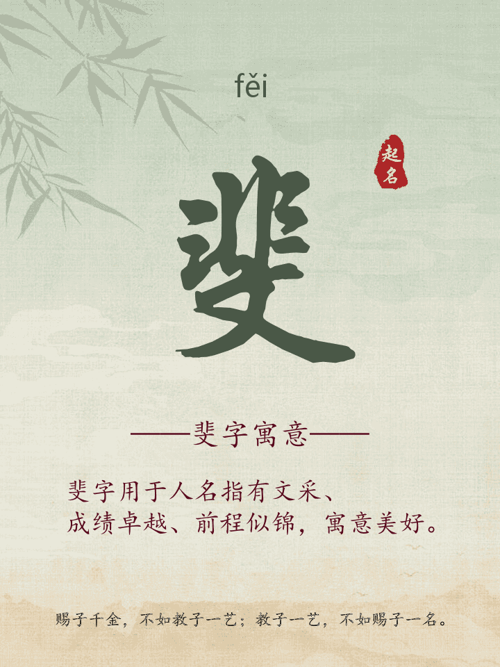 斐字取名寓意详解