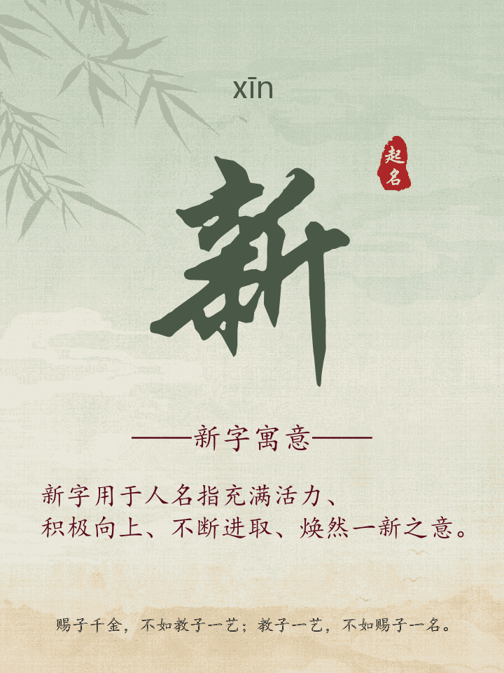 新字取名寓意详解
