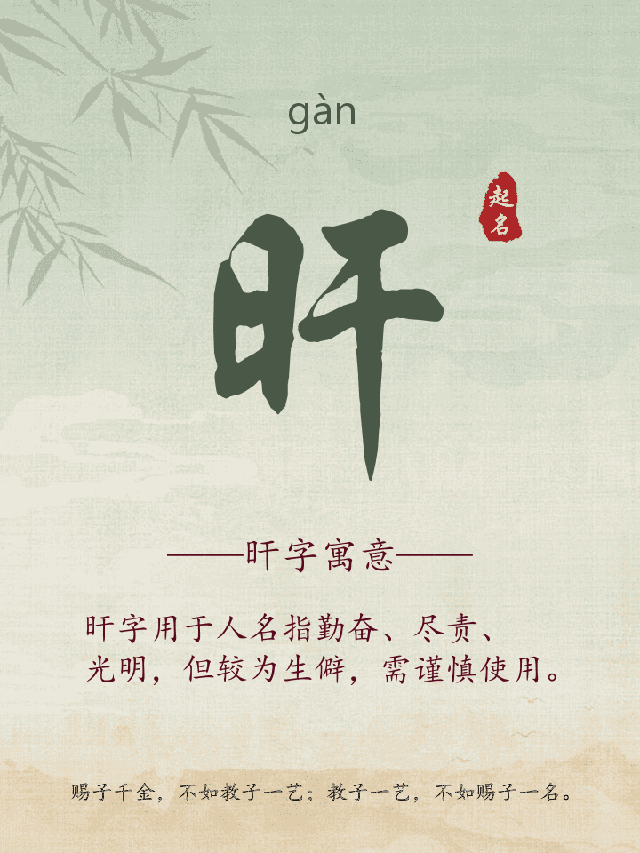 旰字取名寓意详解