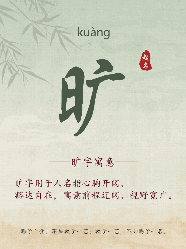 旷字取名寓意